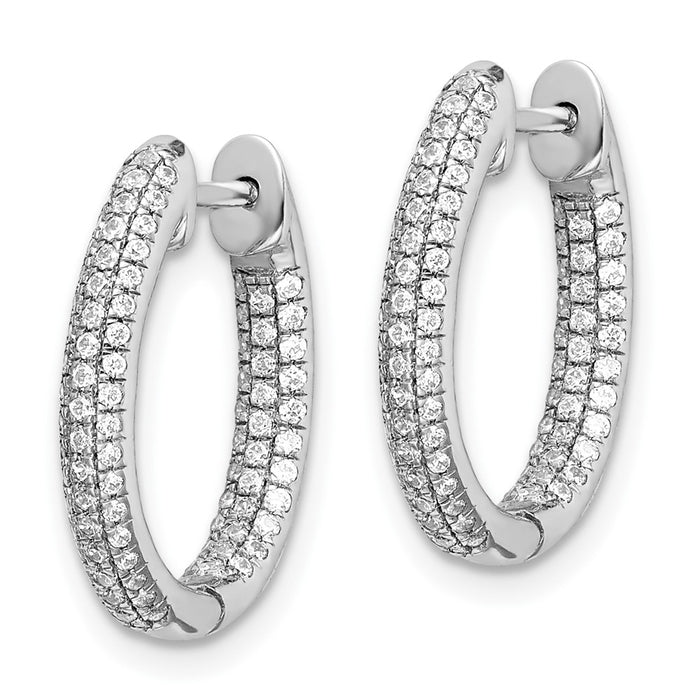 14k White Gold Diamond In/Out Hinged Hoop Earrings