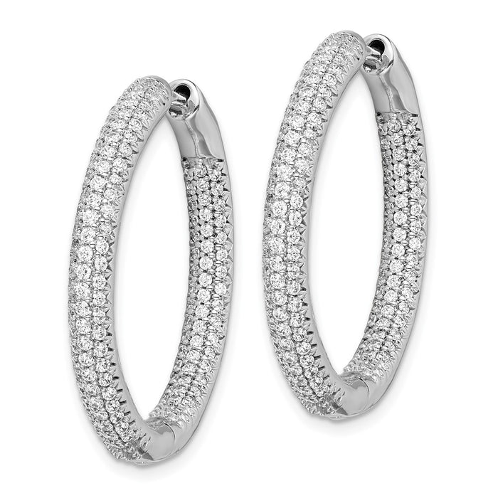 14k White Gold 1 1/2Ctw Hinged Hoop Diamond Earrings