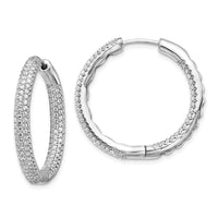 Thumbnail for 14k White Gold 1 1/2Ctw Hinged Hoop Diamond Earrings
