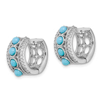 Thumbnail for 14k White Gold Turquoise and White Topaz Hinged Hoop Earrings