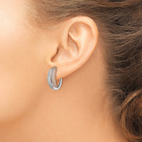 Thumbnail for 14k Two-tone White & Rose Pave Diamond Hinged Hoop Earrings