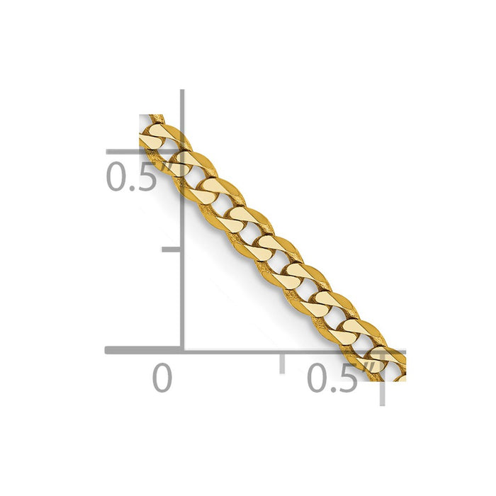 14k 2.3mm Flat Beveled Curb Chain