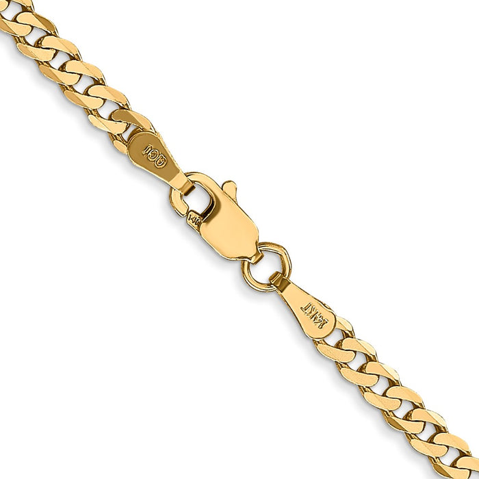 14k 2.9mm Flat Beveled Curb Chain