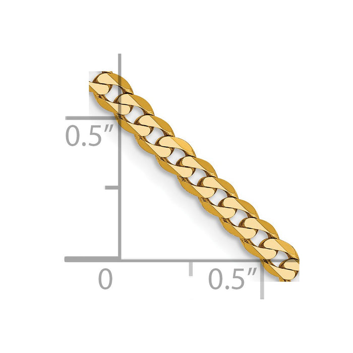 14k 2.9mm Flat Beveled Curb Chain