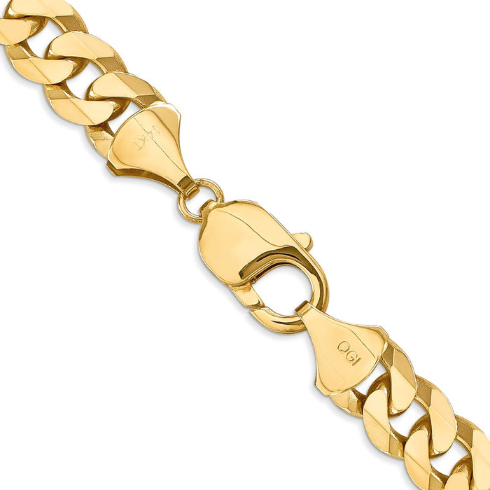 14k 9.5mm Flat Beveled Curb Chain