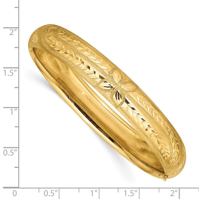14k 7/16 Florentine Engraved Hinged Bangle Bracelet