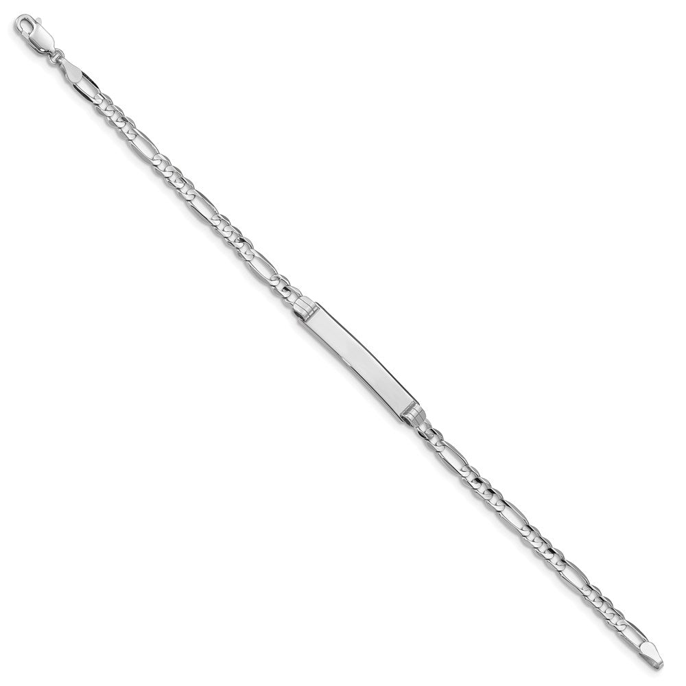 14k WG Soft Diamond Shape Figaro Link ID Bracelet