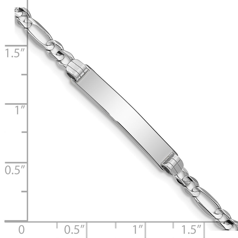 14k WG Soft Diamond Shape Figaro Link ID Bracelet