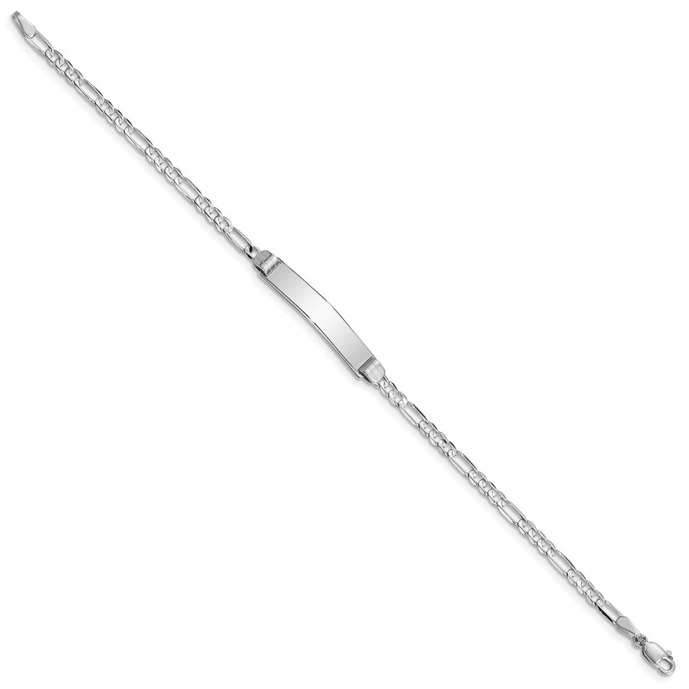 14k WG Soft Diamond Shape Figaro Link ID Bracelet