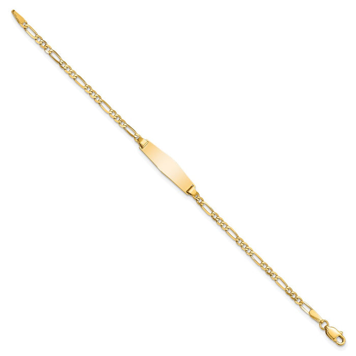 14k Baby Soft Diamond Shape Figaro ID Bracelet