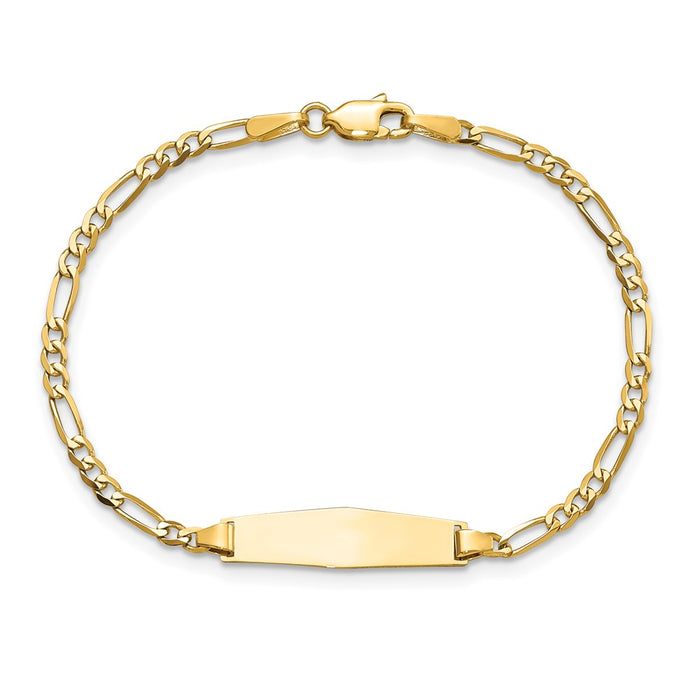 14k Baby Soft Diamond Shape Figaro ID Bracelet