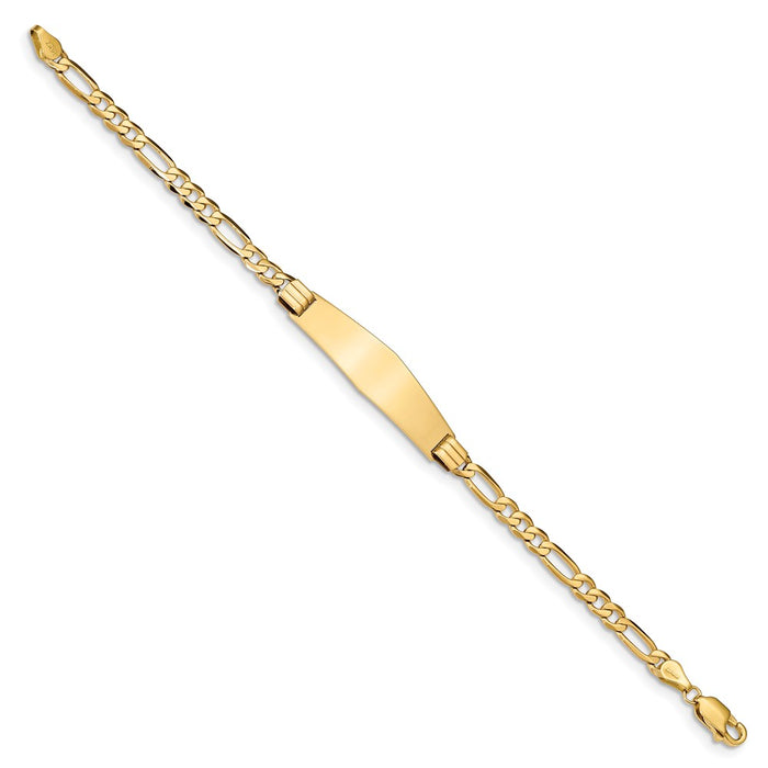 14k Figaro Soft Diamond Shape ID Bracelet