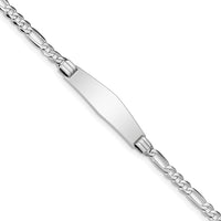 Thumbnail for 14k WG Figaro Link Soft Diamond Shape ID Bracelet