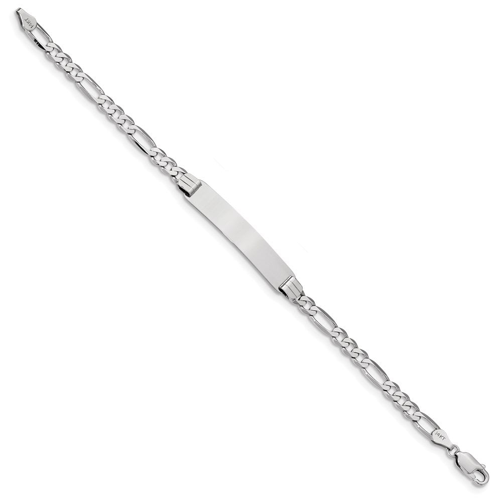 14k WG Figaro Link Soft Diamond Shape ID Bracelet