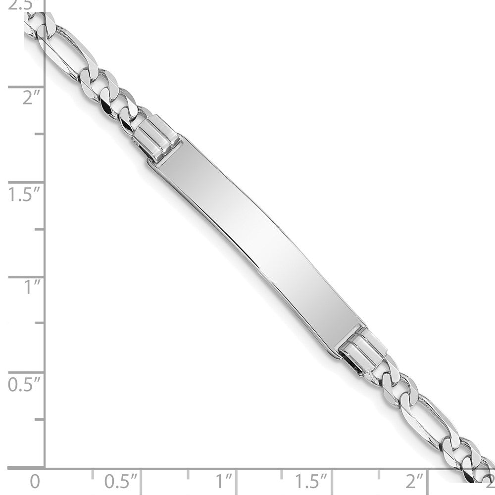 14k WG Figaro Link Soft Diamond Shape ID Bracelet
