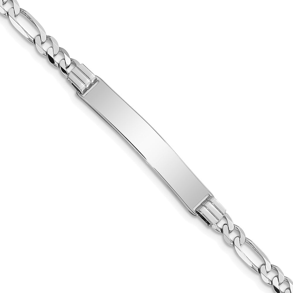 14k WG Figaro Link Soft Diamond Shape ID Bracelet