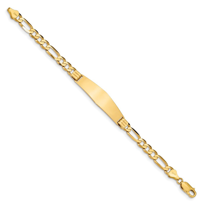 14k Figaro Soft Diamond Shape ID Bracelet