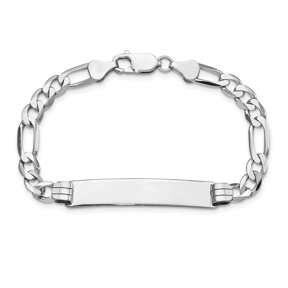 14k WG Figaro Link Soft Diamond Shape ID Bracelet