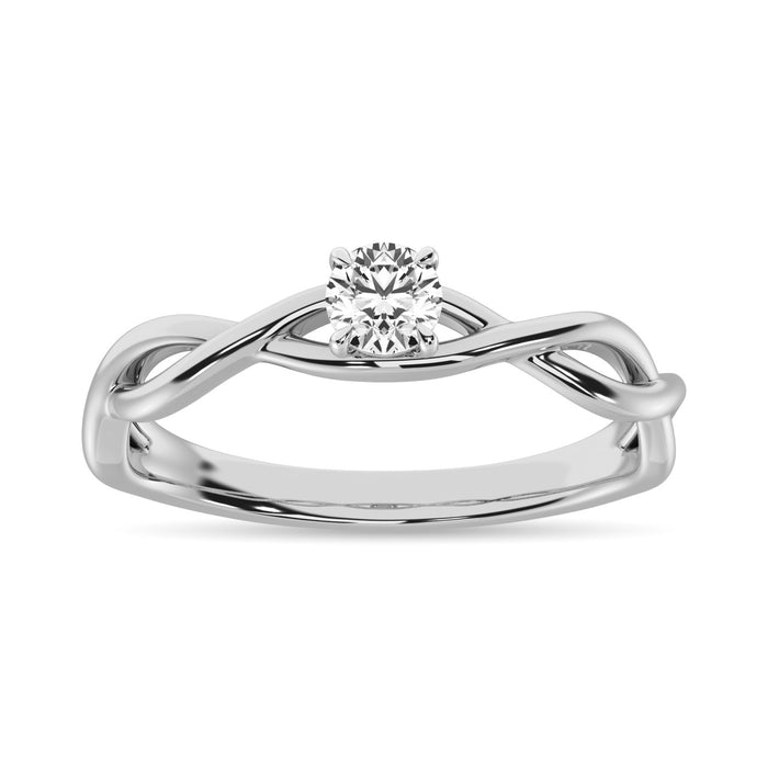 Diamond 1/3 Ct.Tw.Twist Shank Solitaire Engagement Ring in 14K White Gold