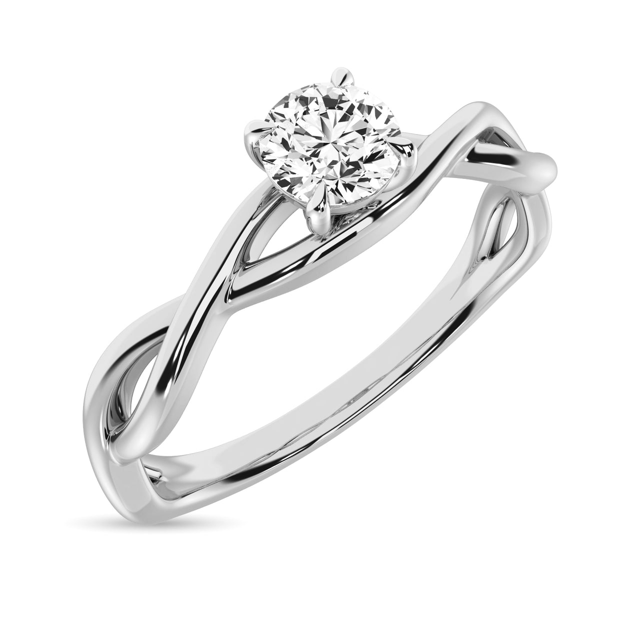Diamond 1/5 Ct.Tw. Twist Shank Solitaire Engagement Ring in 14K White Gold