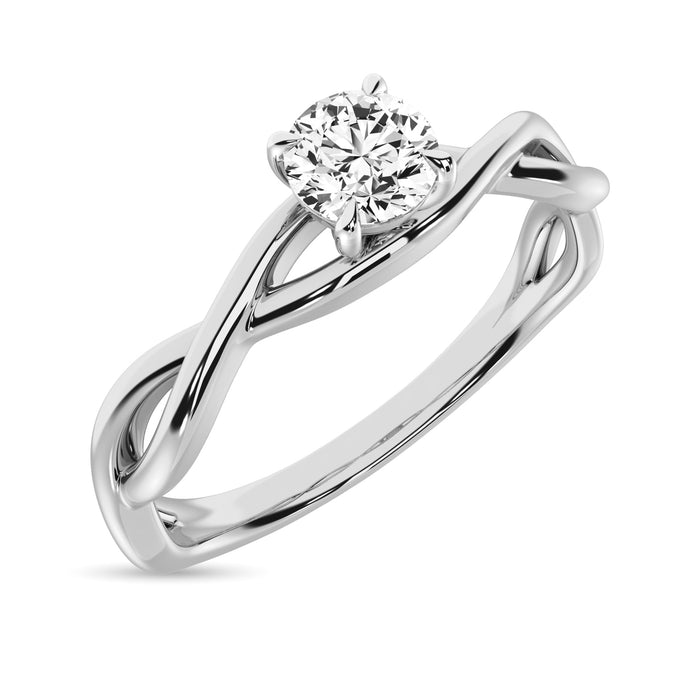 Diamond 1/3 Ct.Tw.Twist Shank Solitaire Engagement Ring in 14K White Gold