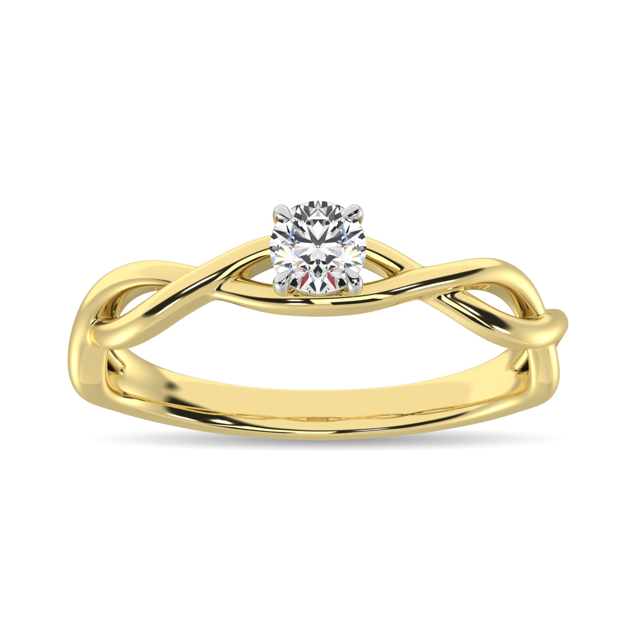 Diamond 1/5 Ct.Tw.Twist Shank Solitaire Engagement Ring in 14K Yellow Gold
