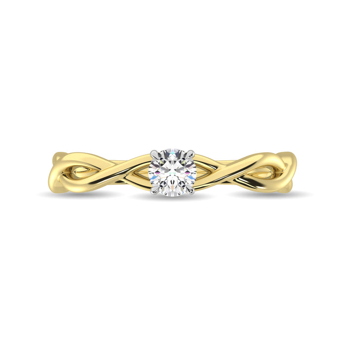 Diamond 1/4 Ct.Tw.Twist Shank Solitaire Engagement Ring in 14K Yellow Gold