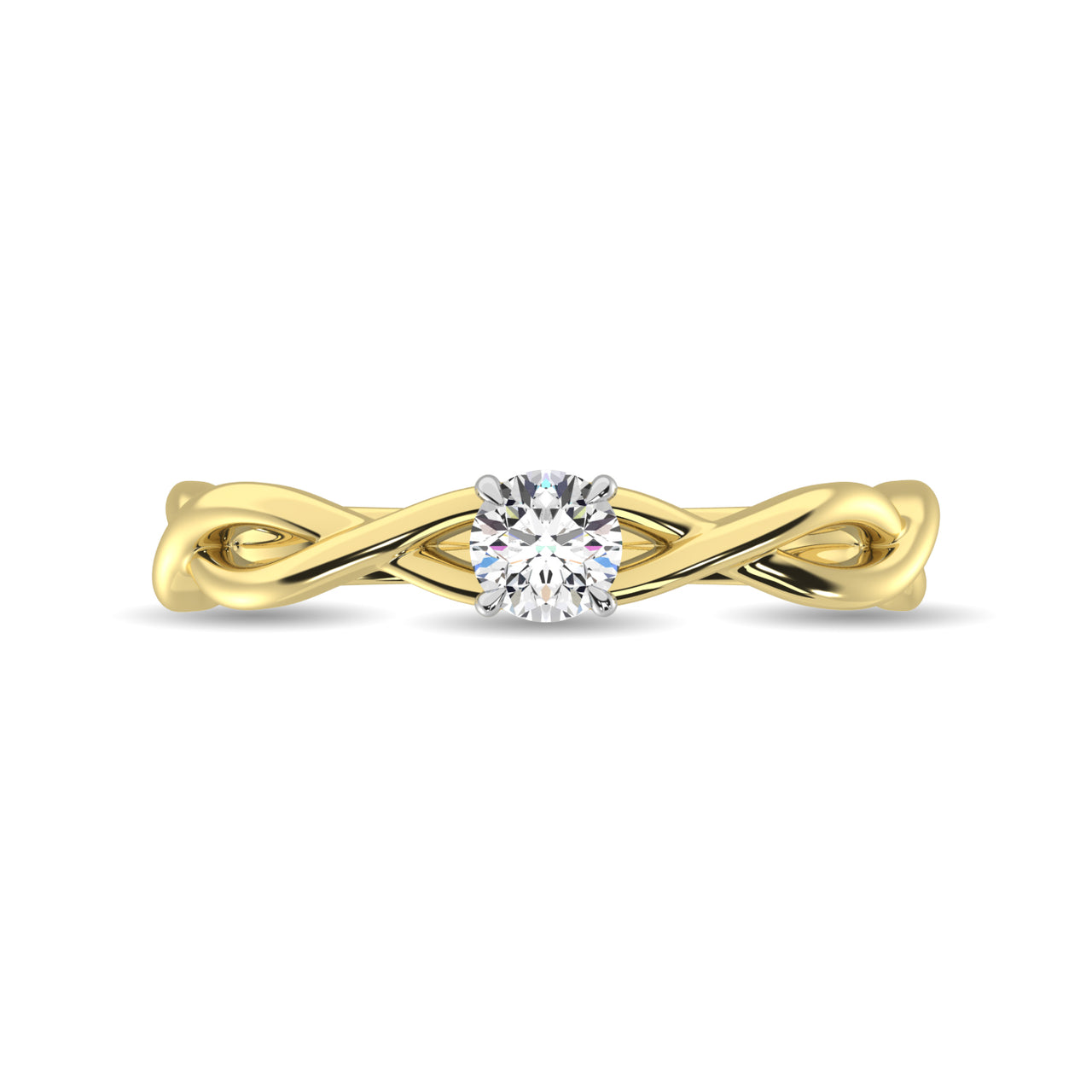 Diamond 1/5 Ct.Tw.Twist Shank Solitaire Engagement Ring in 14K Yellow Gold