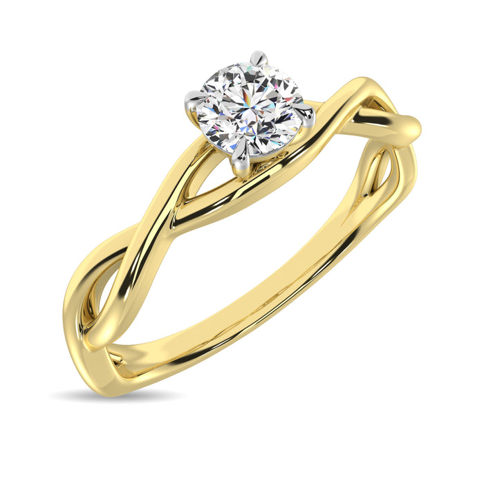 Diamond 1/3 Ct.Tw.Twist Shank Solitaire Engagement Ring in 14K Yellow Gold