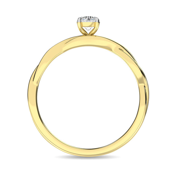 Diamond 1/3 Ct.Tw.Twist Shank Solitaire Engagement Ring in 14K Yellow Gold