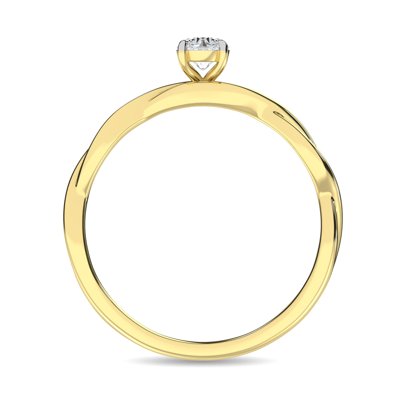 Diamond 1/5 Ct.Tw.Twist Shank Solitaire Engagement Ring in 14K Yellow Gold