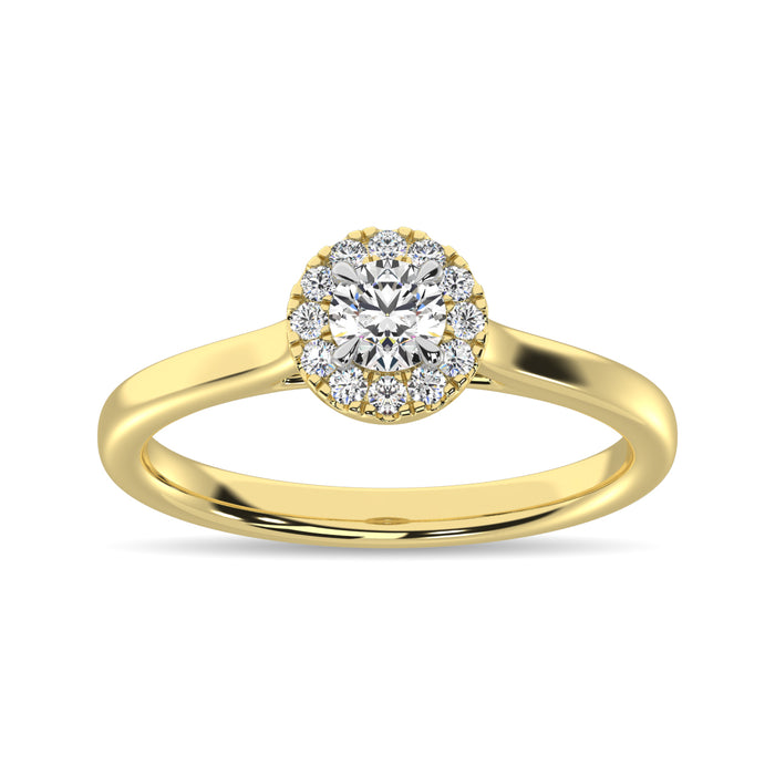 Diamond 3/8 Ct.Tw. Round Center Halo Engagement Ring in 10K Yellow Gold