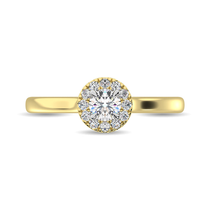 Diamond 3/8 Ct.Tw. Round Center Halo Engagement Ring in 10K Yellow Gold