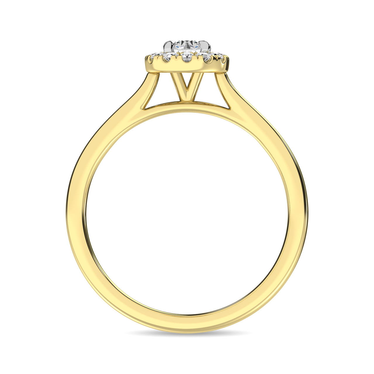 Diamond 3/8 Ct.Tw. Round Center Halo Engagement Ring in 10K Yellow Gold