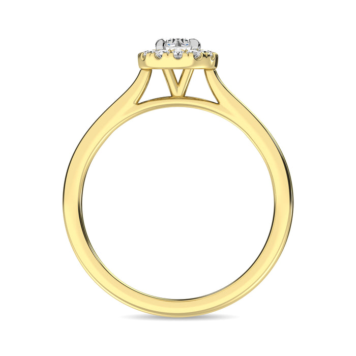 Diamond 3/8 Ct.Tw. Round Center Halo Engagement Ring in 10K Yellow Gold