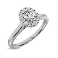 Thumbnail for Diamond 3/8 Ct.Tw. Oval Center Halo Engagement Ring in 10K White Gold
