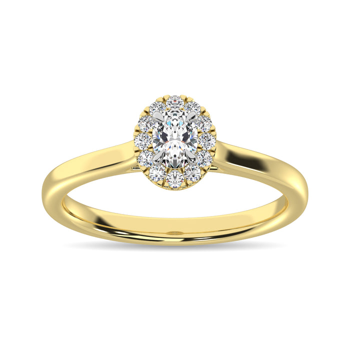 Diamond 3/8 Ct.Tw. Oval Center Halo Engagement Ring in 10K Yellow Gold