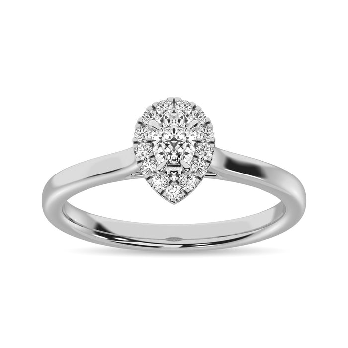 Diamond 3/8 Ct.Tw. Pear Center Halo Engagement Ring in 10K White Gold