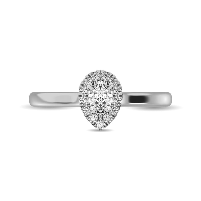 Diamond 3/8 Ct.Tw. Pear Center Halo Engagement Ring in 10K White Gold