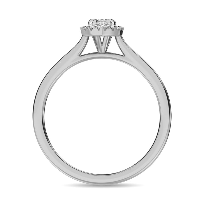 Diamond 3/8 Ct.Tw. Pear Center Halo Engagement Ring in 10K White Gold