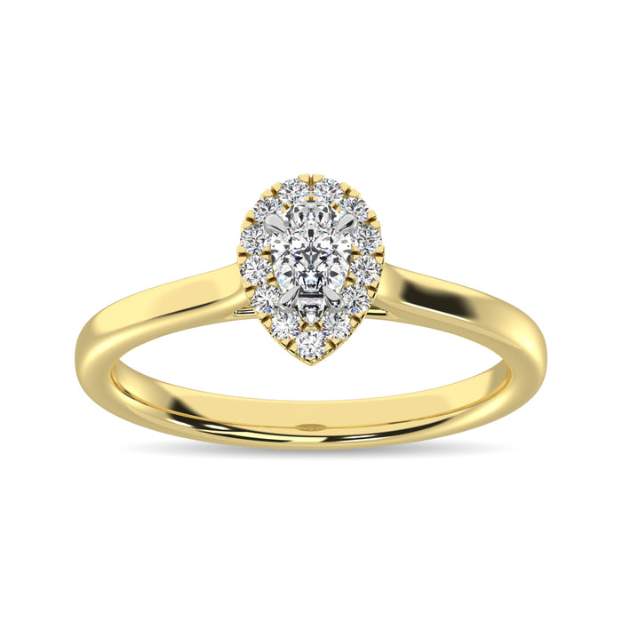 Diamond 3/8 Ct.Tw. Pear Center Halo Engagement Ring in 10K Yellow Gold