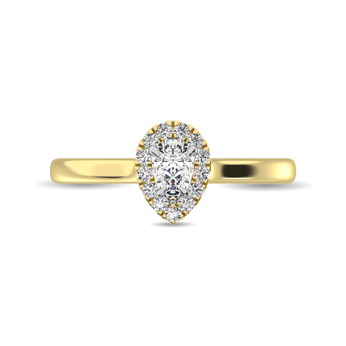 Diamond 3/8 Ct.Tw. Pear Center Halo Engagement Ring in 10K Yellow Gold