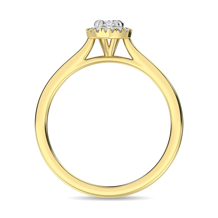 Diamond 3/8 Ct.Tw. Pear Center Halo Engagement Ring in 10K Yellow Gold