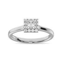 Thumbnail for Diamond 3/8 Ct.Tw. Princess Center Halo Engagement Ring in 10K White Gold