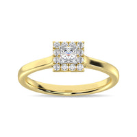 Thumbnail for Diamond 3/8 Ct.Tw. Princess Center Halo Engagement Ring in 10K Yellow Gold
