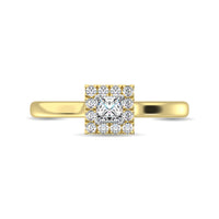 Thumbnail for Diamond 3/8 Ct.Tw. Princess Center Halo Engagement Ring in 10K Yellow Gold