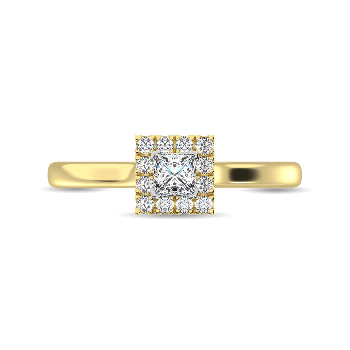 Diamond 3/8 Ct.Tw. Princess Center Halo Engagement Ring in 10K Yellow Gold