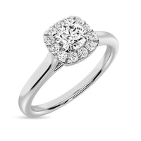 Thumbnail for Diamond 3/8 Ct.Tw. Round Cushion Center Halo Engagement Ring in 10K White Gold