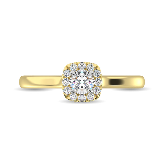 Diamond 3/8 Ct.Tw. Round Cushion Center Halo Engagement Ring in 10K Yellow Gold