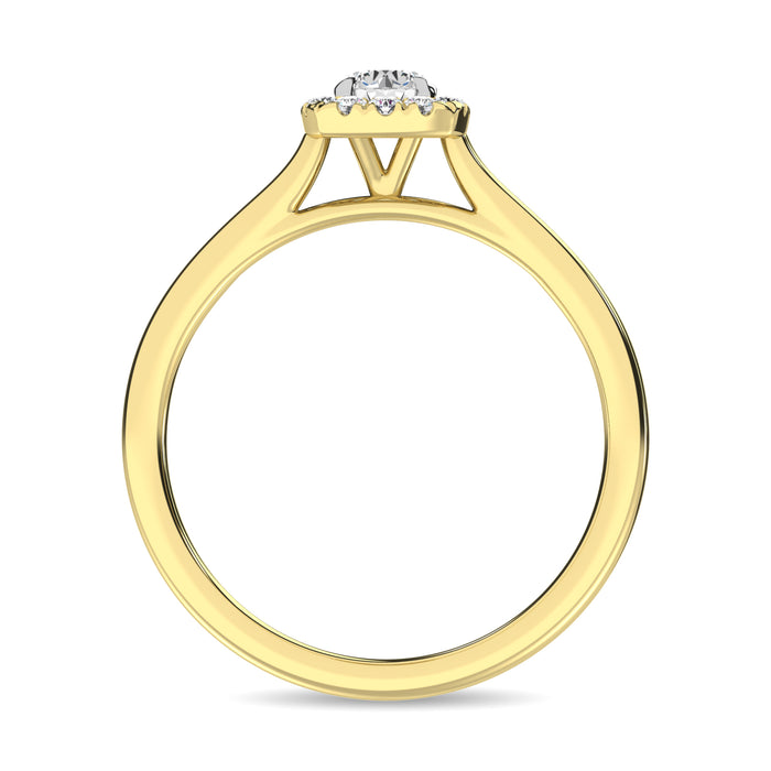 Diamond 3/8 Ct.Tw. Round Cushion Center Halo Engagement Ring in 10K Yellow Gold